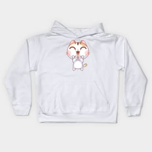 Cute cat is clapping Kids Hoodie